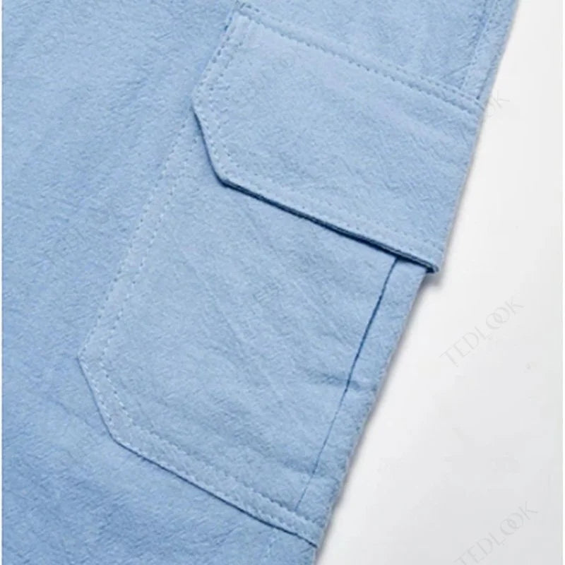 Cayclaire.com Mens Drawstring Elastic Linen Shorts