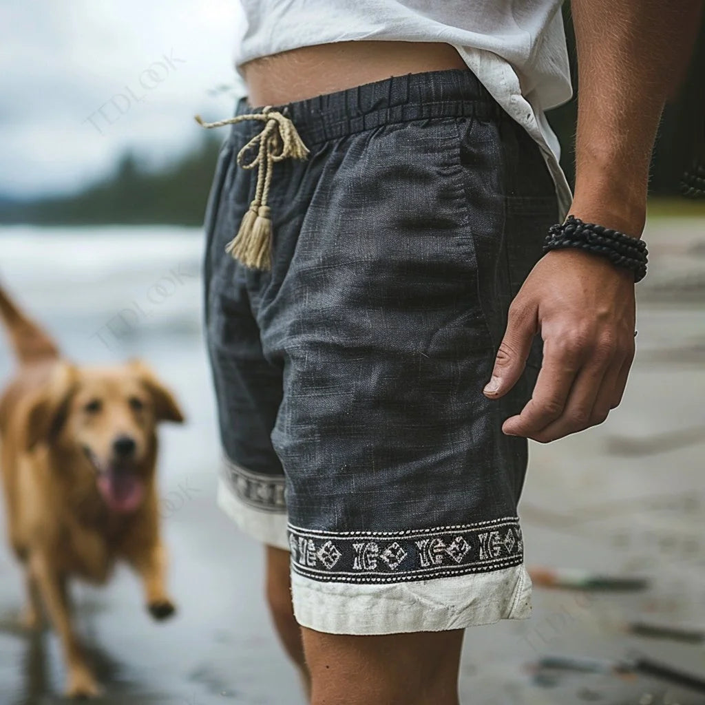 Retro Ethnic Casual Linen Shorts by cayclaire.com