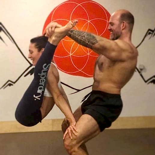 Ariana & James doing yoga together